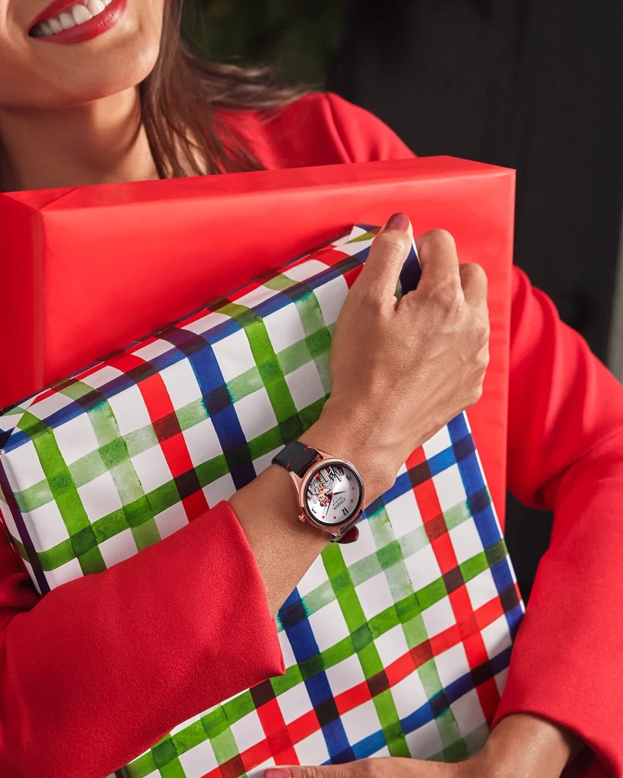 Soaring High Minnie Mouse Silver-Tone Dial Leather Strap FE7102